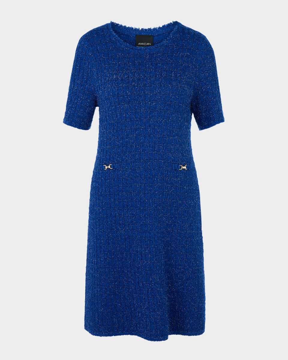 Fringe-Trim Tweed Knit Mini Dress